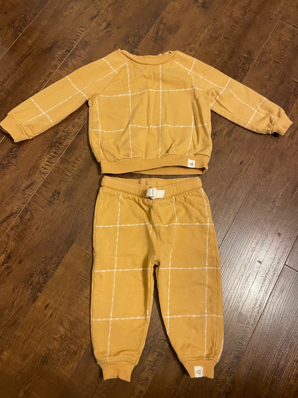 Kids Mustard Grid Jogger Pants - Burts bees